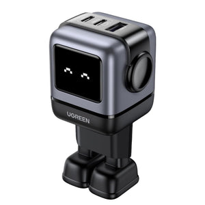 UGREEN Nexode RG USB C-oplader 65W USB C-voeding 3-poorts snellader Robot GaN (zwart)