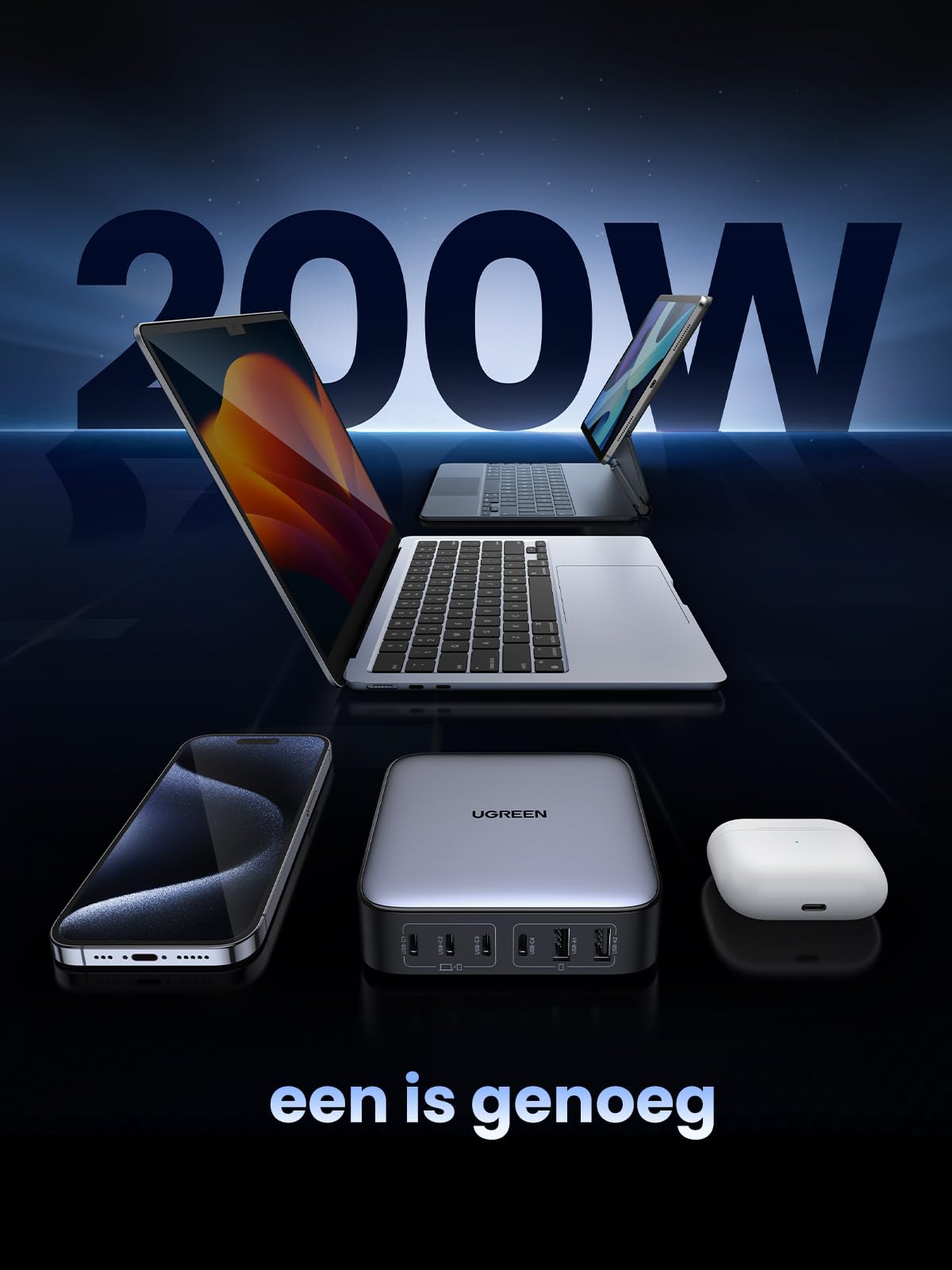 UGREEN Nexode 200W USB C GaN Oplader met 6 poorten - 16