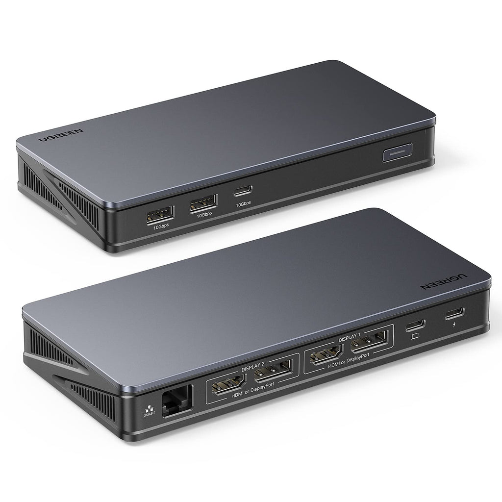 UGREEN Revodok USB C Docking Station met 2HDMI 2DP 9 in 1 USB C Dock voor Windows en MacOS, Dock met 4K@60Hz 10Gbps USB C en 2 USB A 3.2 Gen2 Poorten, Ethernet en 100W PD voor MacBook en Windows PC