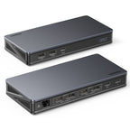 UGREEN Revodok USB C Docking Station met 2HDMI 2DP 9 in 1 USB C Dock voor Windows en MacOS, Dock met 4K@60Hz 10Gbps USB C en 2 USB A 3.2 Gen2 Poorten, Ethernet en 100W PD voor MacBook en Windows PC