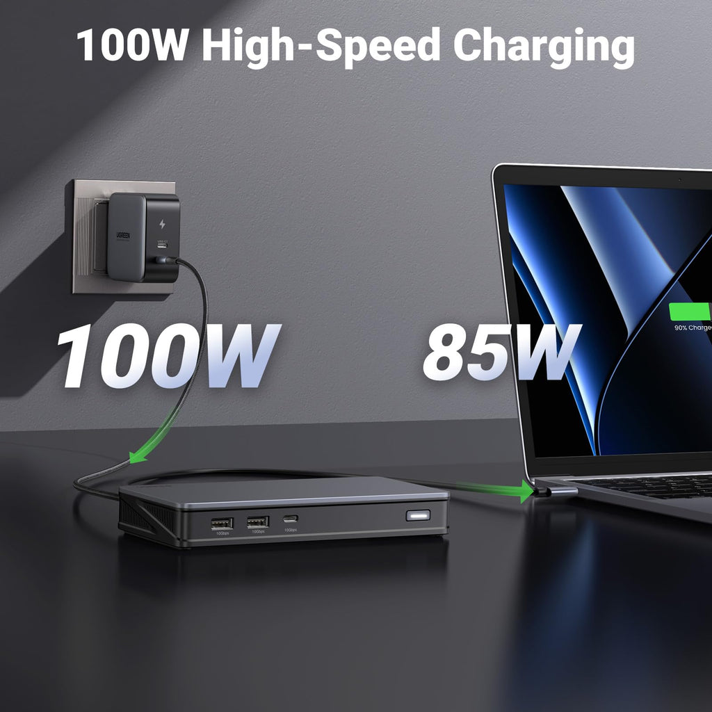 UGREEN Revodok USB C Docking Station met 2HDMI 2DP 9 in 1 USB C Dock voor Windows en MacOS, Dock met 4K@60Hz 10Gbps USB C en 2 USB A 3.2 Gen2 Poorten, Ethernet en 100W PD voor MacBook en Windows PC