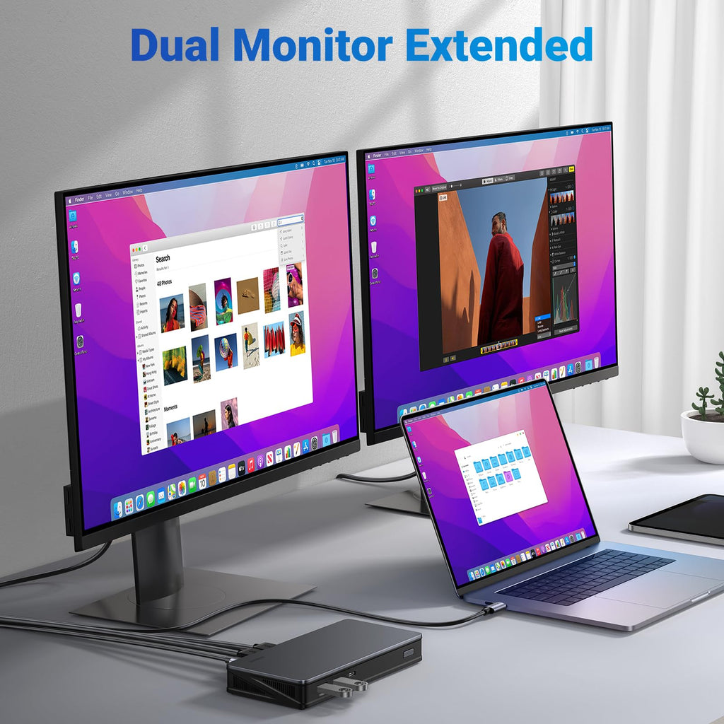 UGREEN Revodok USB C Docking Station met 2HDMI 2DP 9 in 1 USB C Dock voor Windows en MacOS, Dock met 4K@60Hz 10Gbps USB C en 2 USB A 3.2 Gen2 Poorten, Ethernet en 100W PD voor MacBook en Windows PC