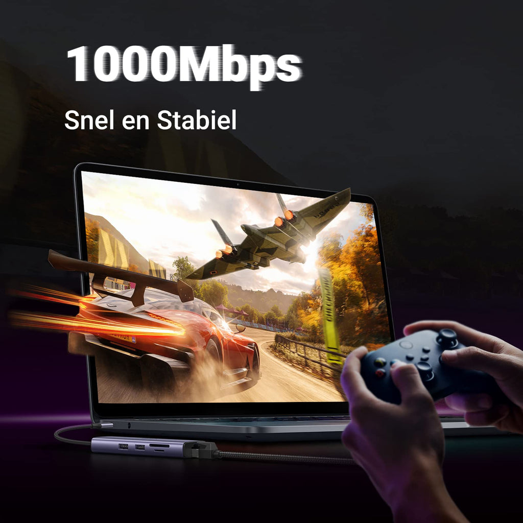 UGREEN Revodok USB C Hub met 4K@60Hz HDMI, Ethernet, PD100W, SD/TF, 2 USB 3.0