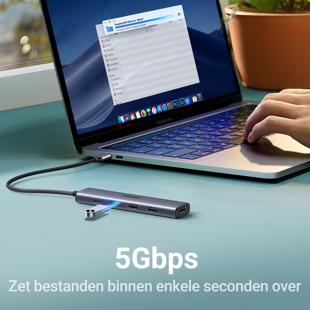 UGREEN Revodok USB C Hub met PD 100W, 4K HDMI, USB A 3.0 compatibel met iPhone 15/15Pro, MacBook Pro/Air, iPad Pro/Air, Surface Pro/Go, Galaxy Tab, Galaxy S23/S22, enz.
