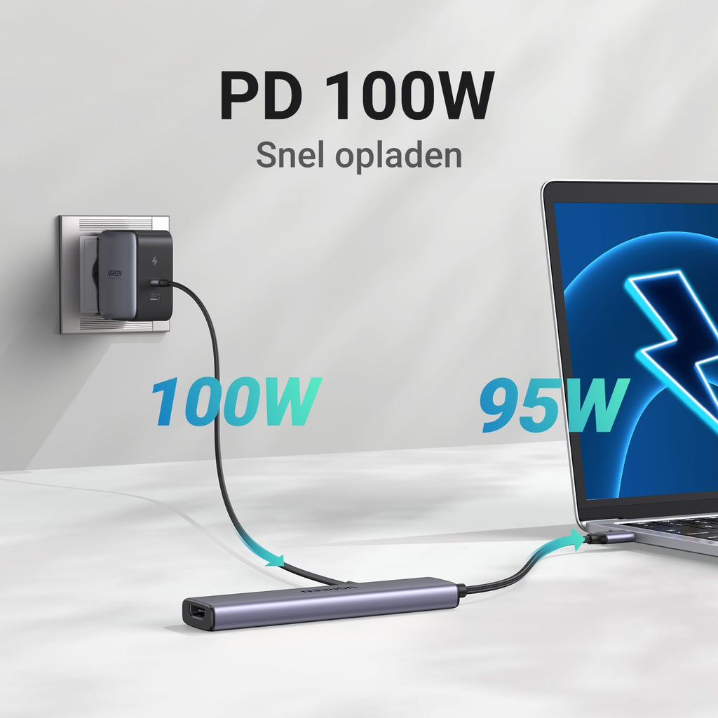 UGREEN Revodok USB C Hub met PD 100W, 4K HDMI, USB A 3.0 compatibel met iPhone 15/15Pro, MacBook Pro/Air, iPad Pro/Air, Surface Pro/Go, Galaxy Tab, Galaxy S23/S22, enz.