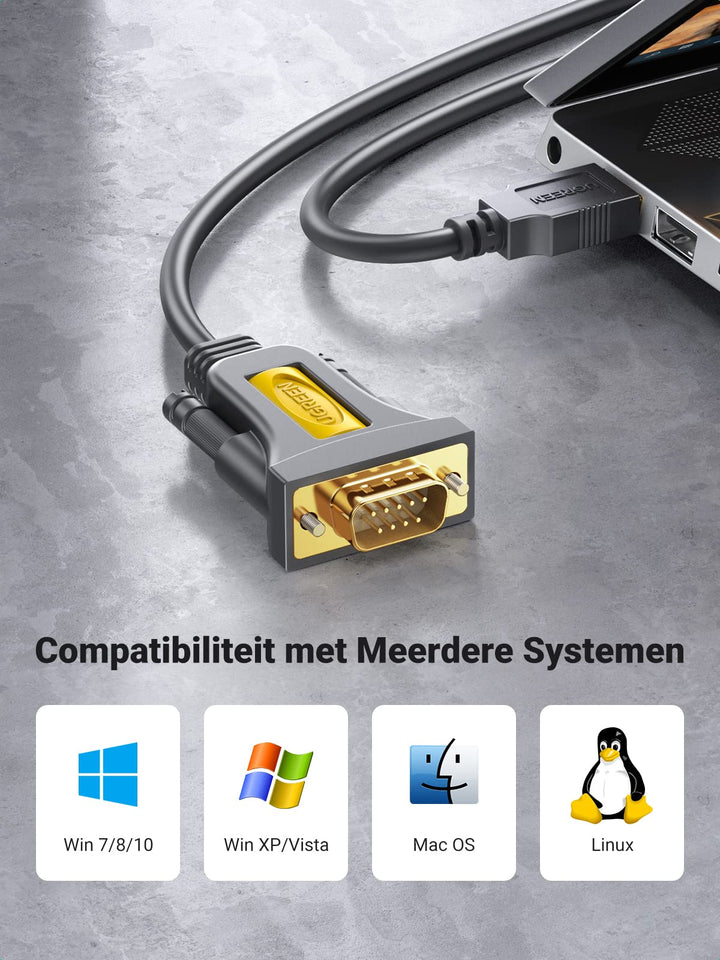 UGREEN RS232 Seri?le Kabel USB 2.0 naar RS232 Kabel USB naar DB9 9 Pins Adapter Kabel met PL2303 Chipset Ondersteuning Windows 10/8/7 Mac OS X Linux voor Router Switch Telescoop, enz. (3M)