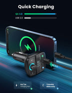 UGREEN Sigarettenaansteker Splitter Bluetooth 5.0 FM-Zender Autoradio Adapter 20W USB C Autolader