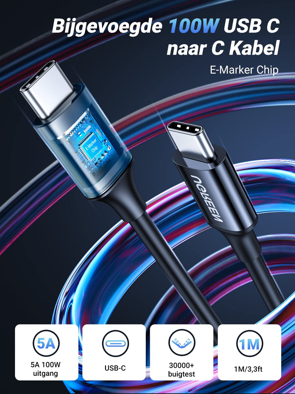 UGREEN sigarettenaansteker USB C 130W USB C autolader 3-poorts autolader USB C