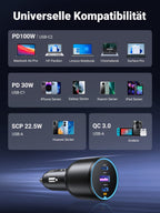 UGREEN sigarettenaansteker USB C 130W USB C autolader 3-poorts autolader USB C