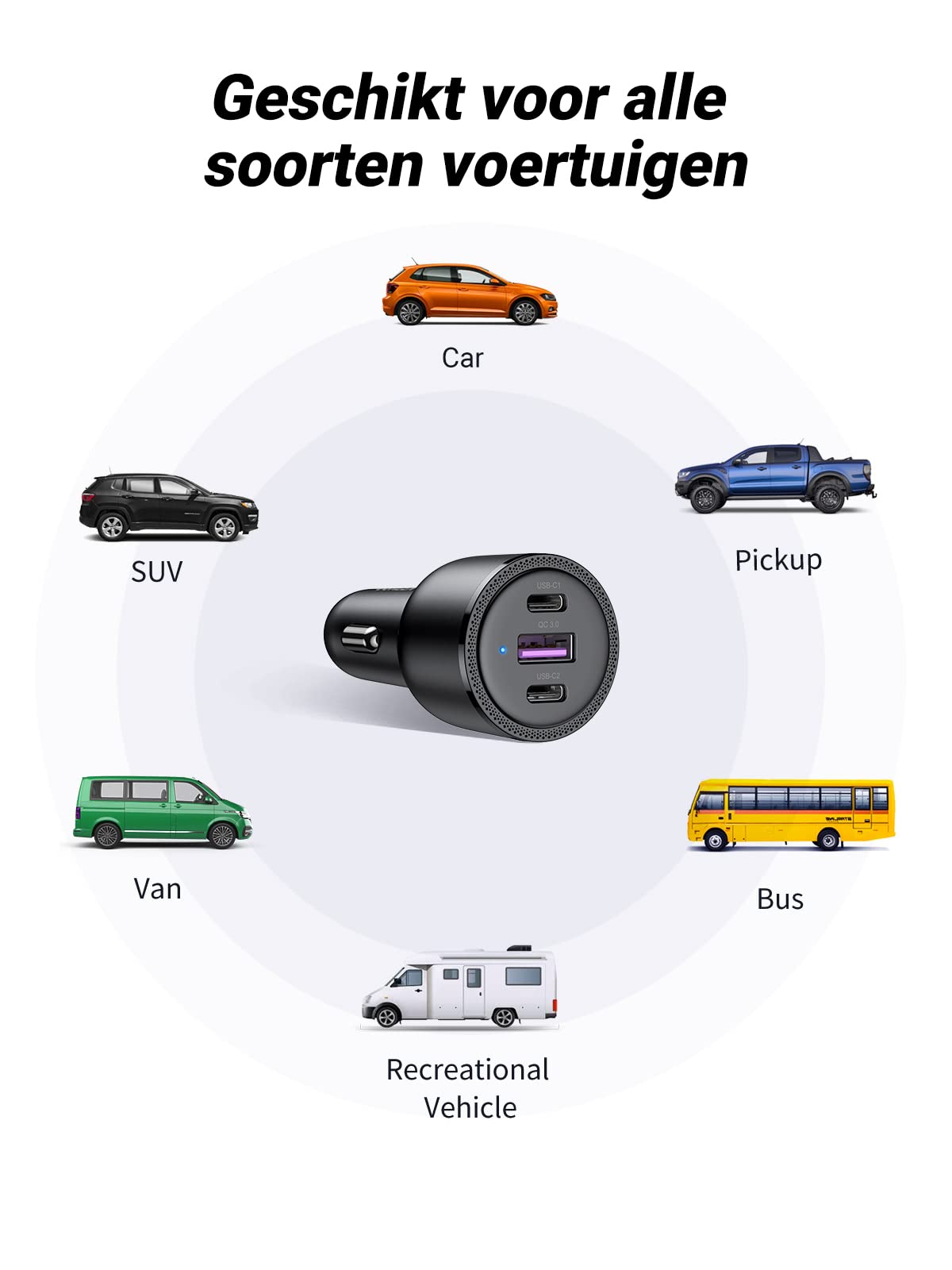UGREEN Sigarettenaansteker USB C 69W Autolader Sigarettenaansteker PD Autolader