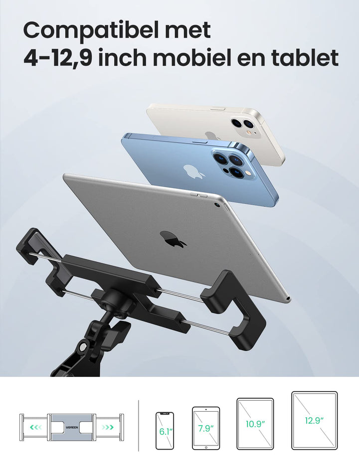 UGREEN Tablet Houder Metalen Zwanenhals 360?? Rotatie Tablet Standaard Compatibel met iPad Pro Air Mini 11 12.9 Galaxy Tab S9+ S9 A7 Redmi Pad Huawei MatePad iPhone 15 Pro Max enz.