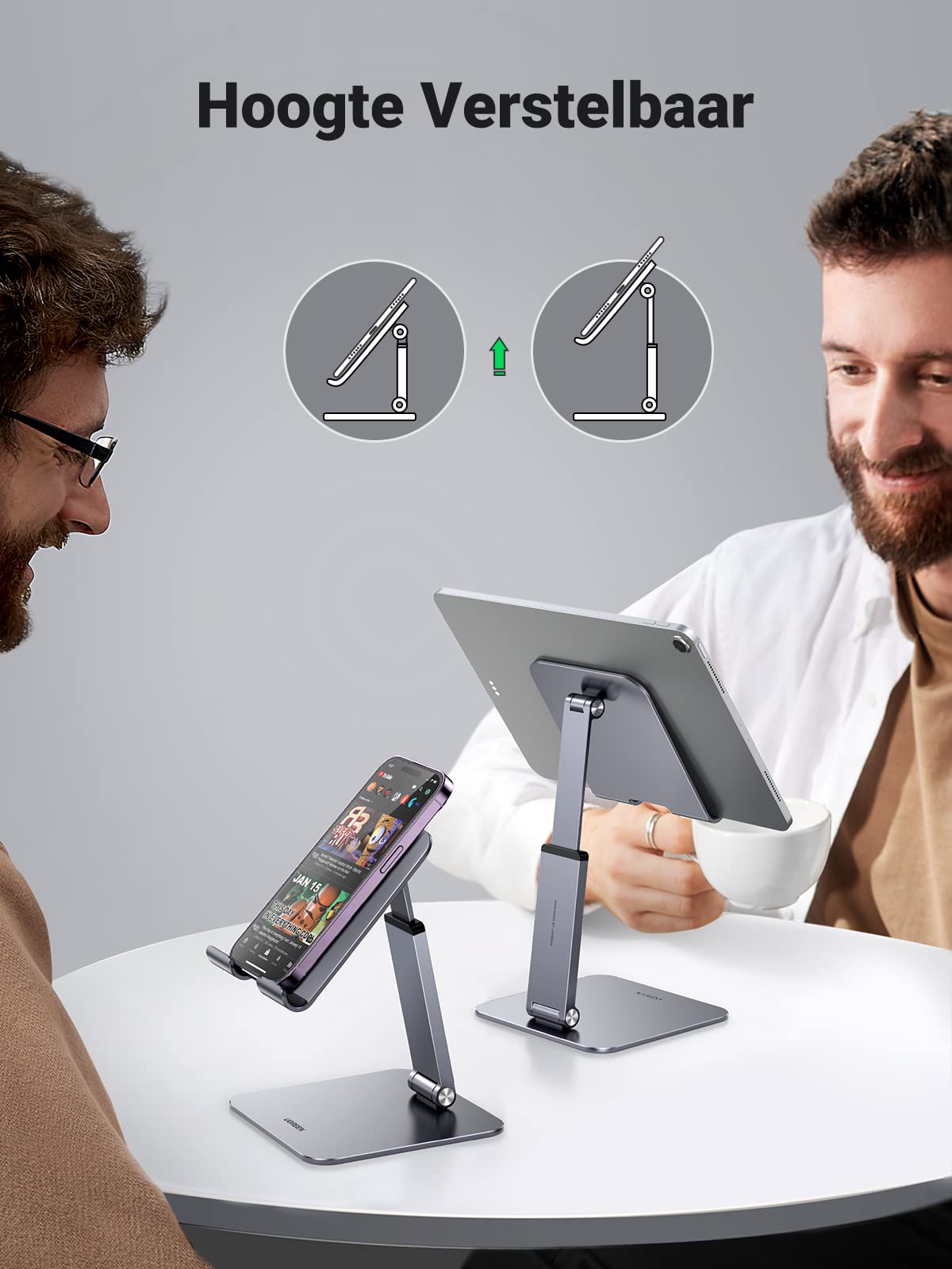 UGREEN Universele Verstelbare Telefoon Bureau Houder Wit