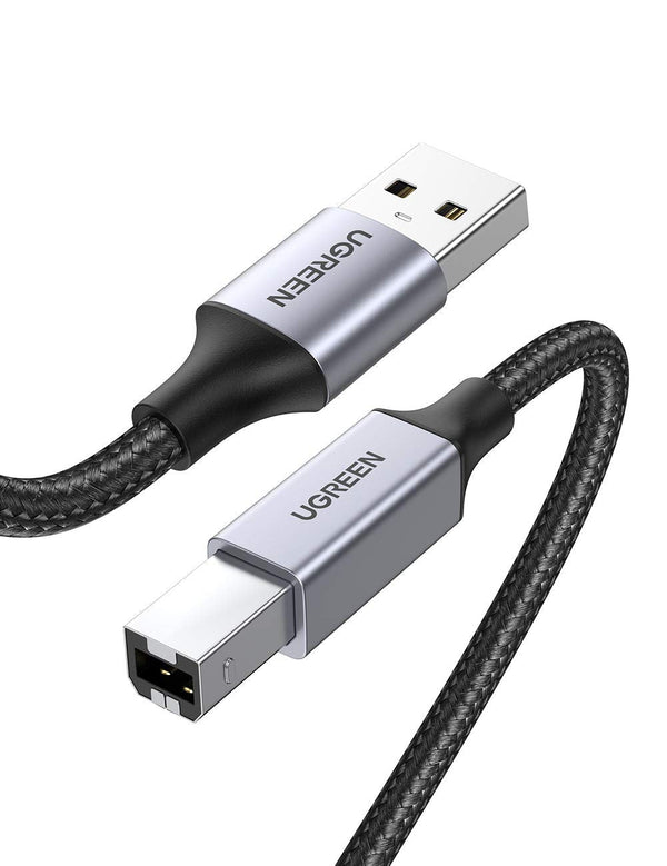 UGREEN USB 2.0 A naar USB 2.0 Type B Printerkabel, Nylon Aluminium Omhulsel Gevlochten Kabel. (3M)