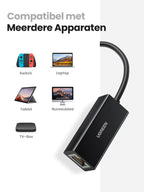 UGREEN USB 2.0 Ethernet Adapter USB 2.0 naar RJ45 Netwerkadapter 100Mbps LAN Adapter