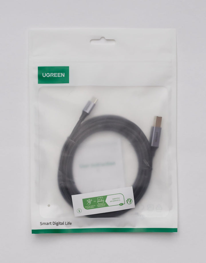 UGREEN USB 2.0 Printer Kabel USB C naar USB Printer Kabel Nylon Aluminium Omhulsel Gevlochten. (3M)