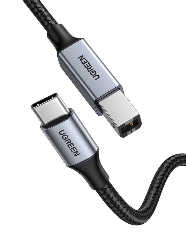 UGREEN USB 2.0 Printer Kabel USB C naar USB Printer Kabel Nylon Aluminium Omhulsel Gevlochten. (3M)