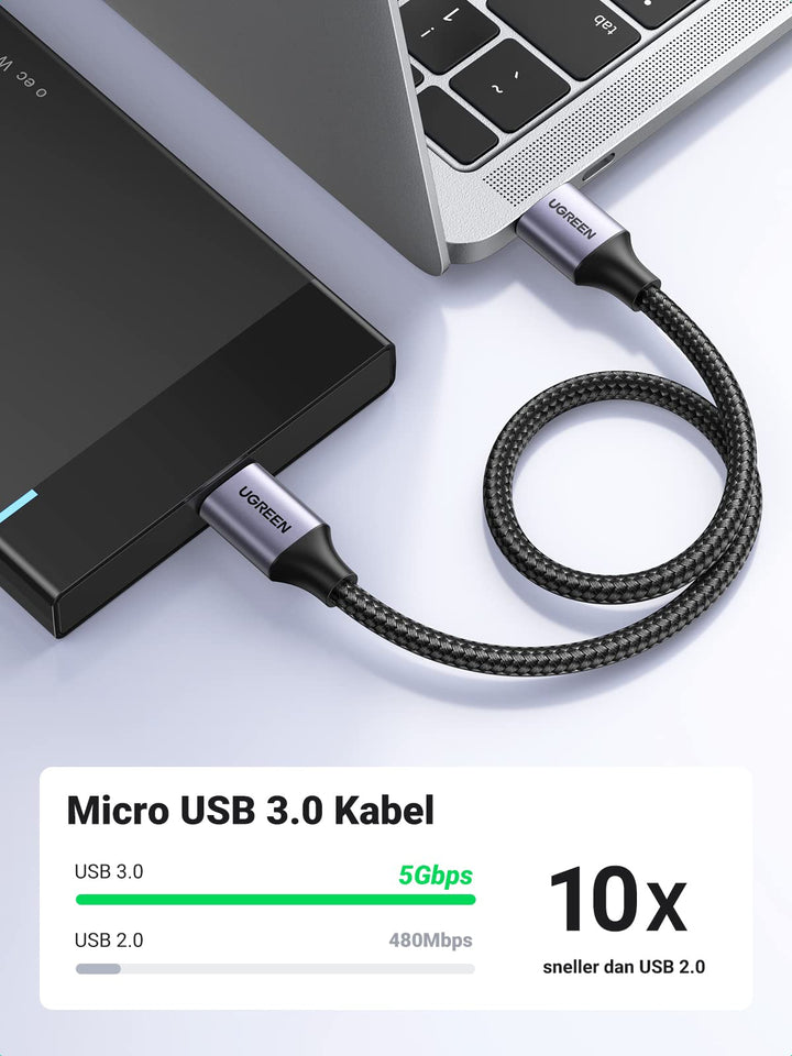 UGREEN USB 3.0 A naar Micro B Datakabel. (1M)