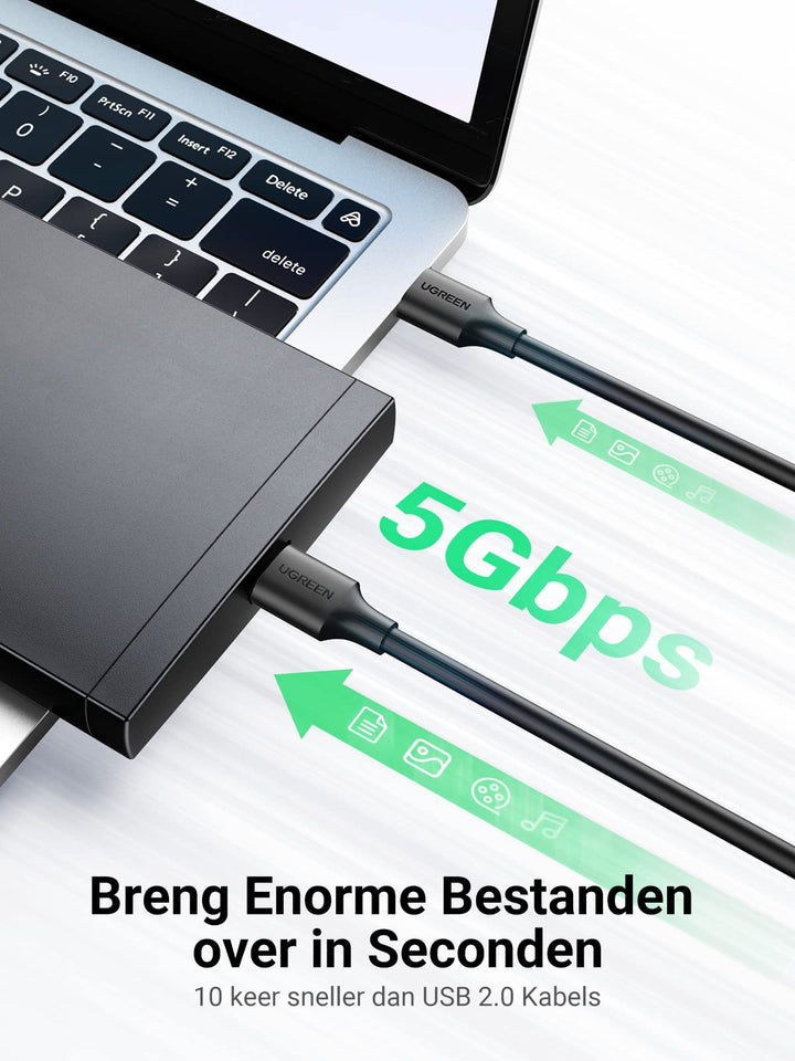 UGREEN USB 3.0 A naar USB 3.0 A 5Gbps Datakabel. (0,5M)