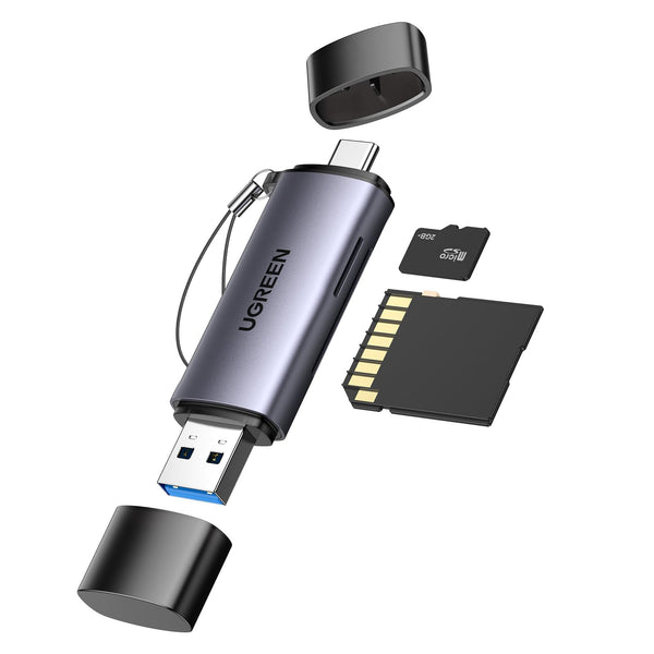 UGREEN USB 3.0 en USB C kaartlezer USB 2-in-1 TF en SD Externe Geheugenkaartlezers USB OTG Geheugenkaart Compatibel met Windows, Mac OS, Linux, Android en iOS systemen.