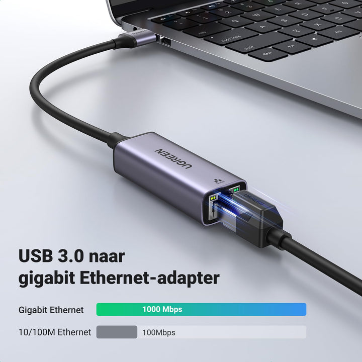UGREEN USB 3.0 Ethernet Adapter USB naar RJ45 Netwerk Adapter 1000Mbps Gigabit USB LAN Ethernet Adapter