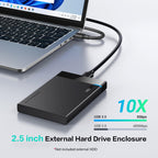 UGREEN USB 3.0 Externe Harde Schijf Behuizing 2,5 Inch SATA III II I HDD SSD met 5Gbps UASP Ondersteuning Windows Mac OS Linux Systemen, USB 3.0 Kabel Meegeleverd
