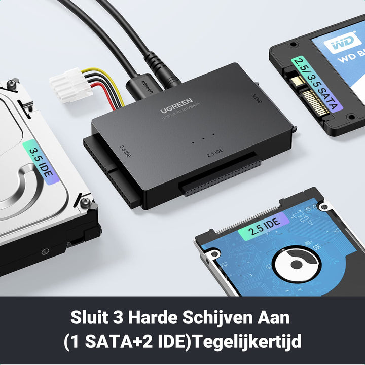 UGREEN USB 3.0 IDE SATA Harde Schijf Adapter voor 2,5/3,5 Inch SATA HDD SSD