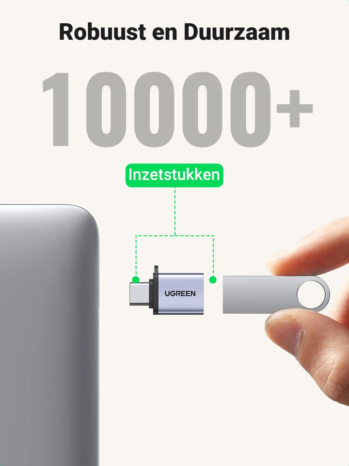 UGREEN USB 3.0 OTG Adapter USB C naar USB 3.0 A Adapter, 2 Stuks, Grijs.