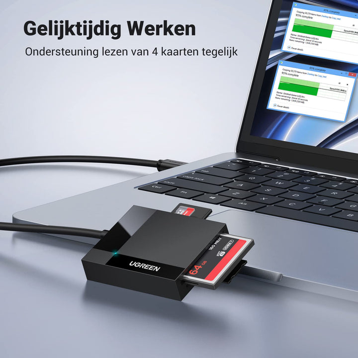 UGREEN USB 3.0 SD Kaartlezer Micro SD/TF/MS/CF 4 in 1 5Gbps Overdrachtssnelheid Kaartlezer Externe Geheugenkaart Adapter.