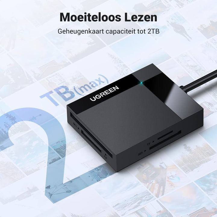 UGREEN USB 3.0 SD Kaartlezer Micro SD/TF/MS/CF 4 in 1 5Gbps Overdrachtssnelheid Kaartlezer Externe Geheugenkaart Adapter.