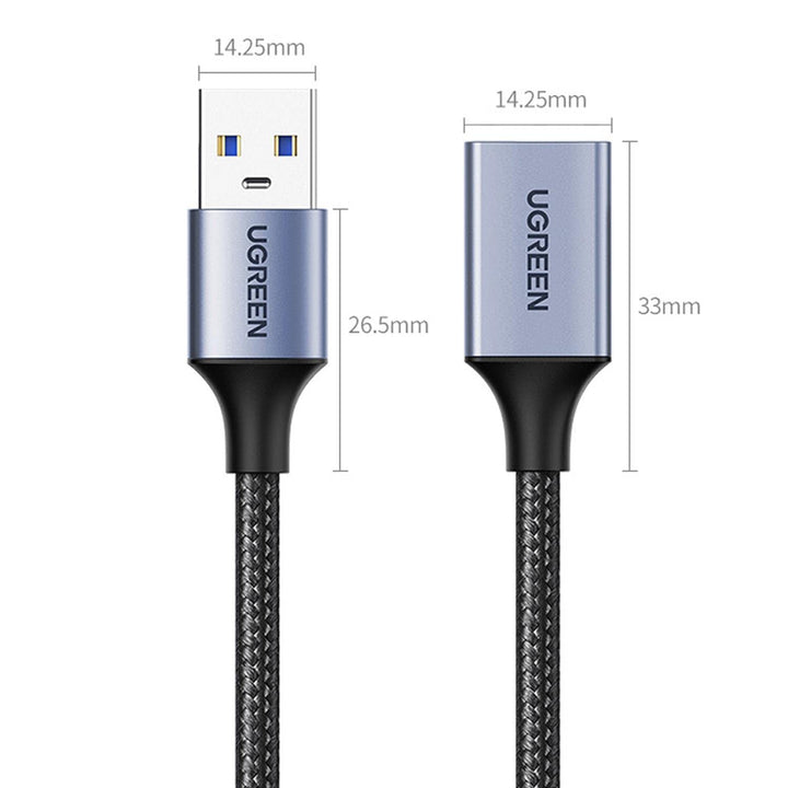 UGREEN USB 3.0 Verlengkabel 5Gbps USB 3.0 A Datakabel Nylon en Aluminium Mantel Gevlochten. (0.5M)