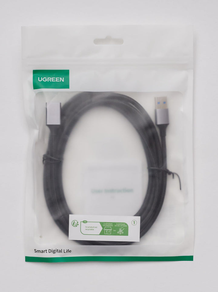 UGREEN USB 3.0 Verlengkabel 5Gbps USB 3.0 A Datakabel Nylon en Aluminium Mantel Gevlochten. (3M)