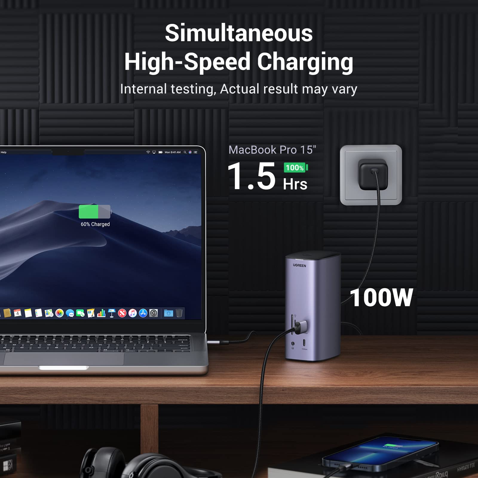 UGREEN USB C Docking Station, 12 in 1 USB C dock voor Windows en MacOS, Triple display 2HDMI DP 4k@60Hz