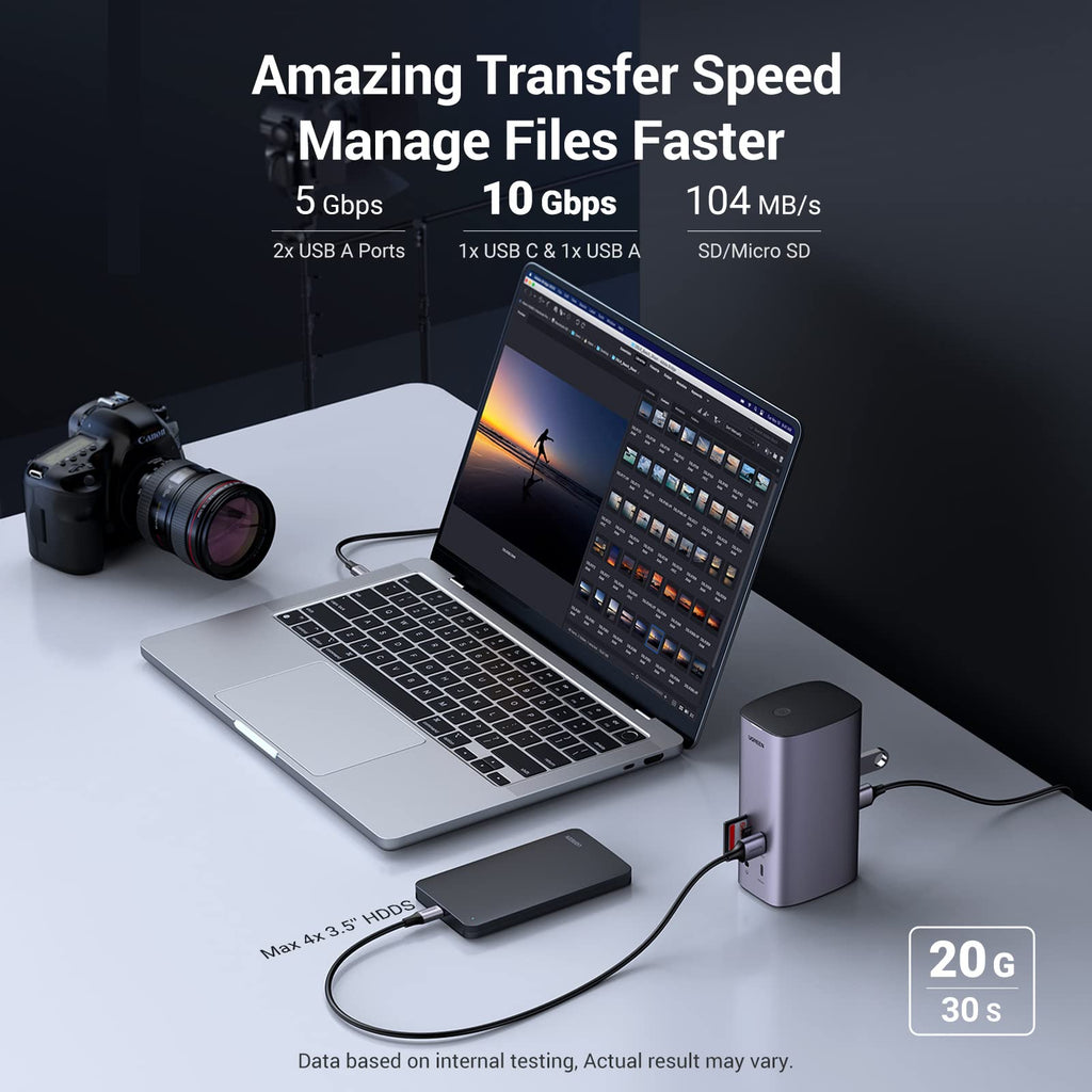UGREEN USB C Docking Station, 12 in 1 USB C dock voor Windows en MacOS, Triple display 2HDMI DP 4k@60Hz