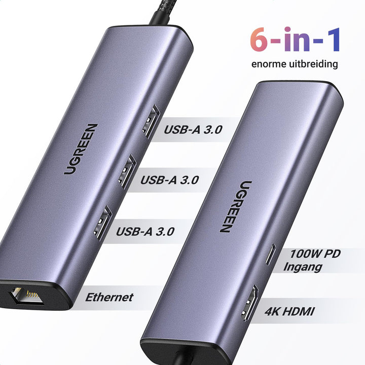 UGREEN USB C Docking Station met 4K HDMI, Ethernet, PD 100W, 3 USB A 3.0 USB C Hub 5Gbps