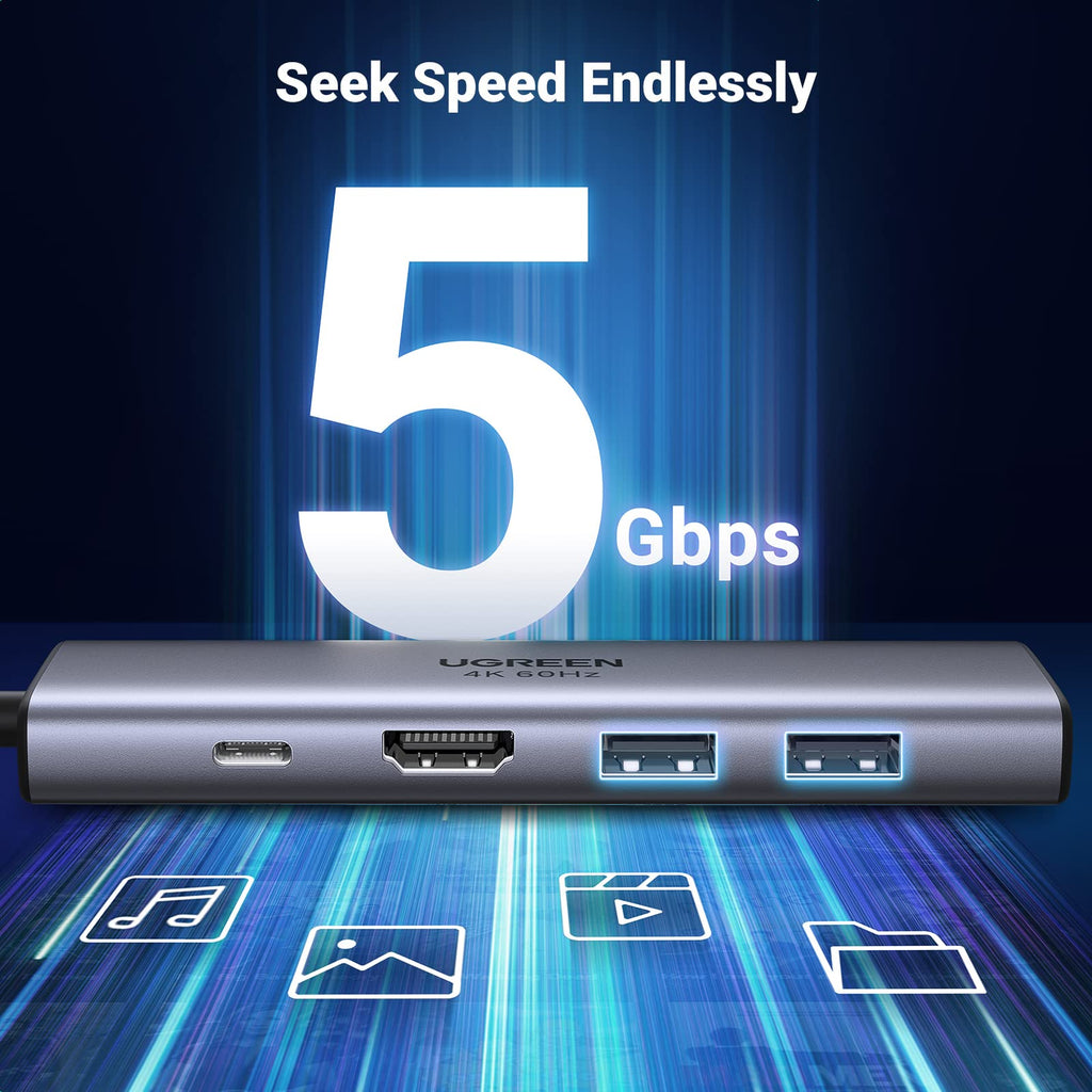 UGREEN USB C Hub 4K 60Hz met Power Delivery USB C Adapter