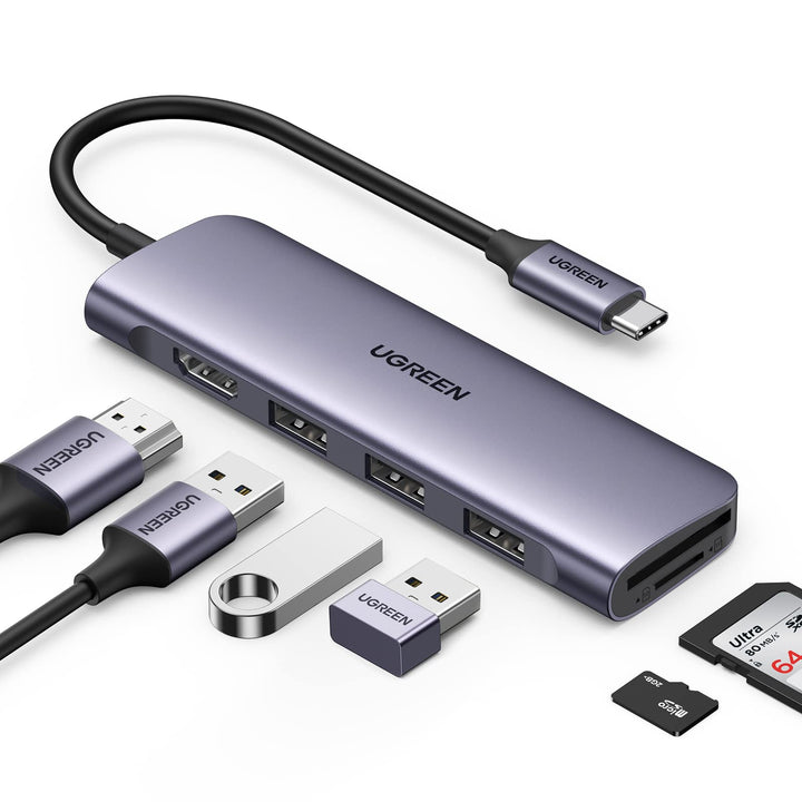 UGREEN USB C Hub 6 in 1 4K HDMI SD TF Kaartlezer 3 USB 3.0 poorten Adapter Type C