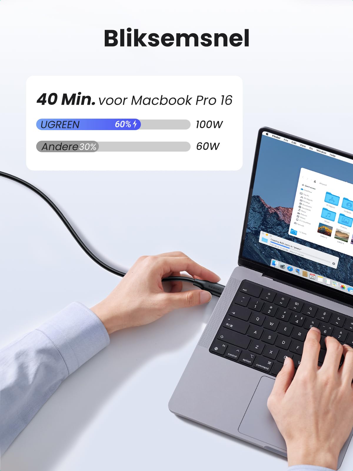 UGREEN USB C Kabel 100W 2st Oplaadkabel USB C naar USB C 5A/20V PD 3.0 PPS compatibel met iPhone 15, M2 MacBook Pro/Air, iPad Pro 12.9 iPad Air 5 Galaxy S23 Ultra Pixel 7 Pro Steam Deck enz. (1m)