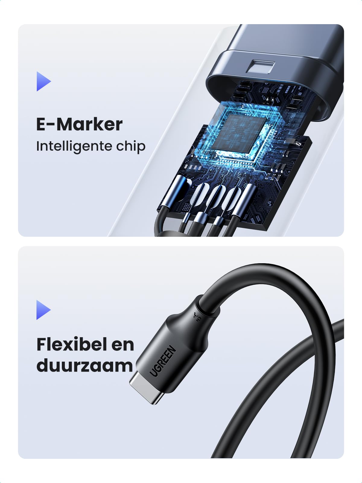 UGREEN USB C Kabel 100W 2st Oplaadkabel USB C naar USB C 5A/20V PD 3.0 PPS compatibel met iPhone 15, M2 MacBook Pro/Air, iPad Pro 12.9 iPad Air 5 Galaxy S23 Ultra Pixel 7 Pro Steam Deck enz. (1m)