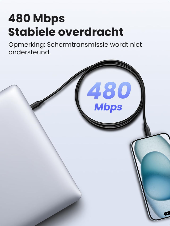 UGREEN USB C Kabel 100W 2st Oplaadkabel USB C naar USB C 5A/20V PD 3.0 PPS compatibel met iPhone 15, M2 MacBook Pro/Air, iPad Pro 12.9 iPad Air 5 Galaxy S23 Ultra Pixel 7 Pro Steam Deck enz. (0.5m)