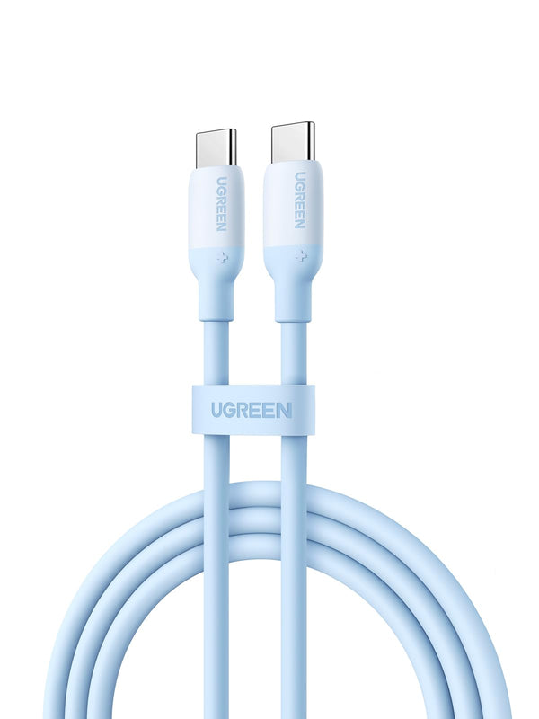 UGREEN USB C Kabel 60W Flexibele Silica Gel USB C naar USB C Oplaadkabel PD 3.0 PPS Compatibel met iPhone 15 Pro Max Galaxy S23 S22 S21 A54 Pixel 7 iPad Pro 12.9 iPad Mini 6/Air 5 enz. (1M, Blauw)