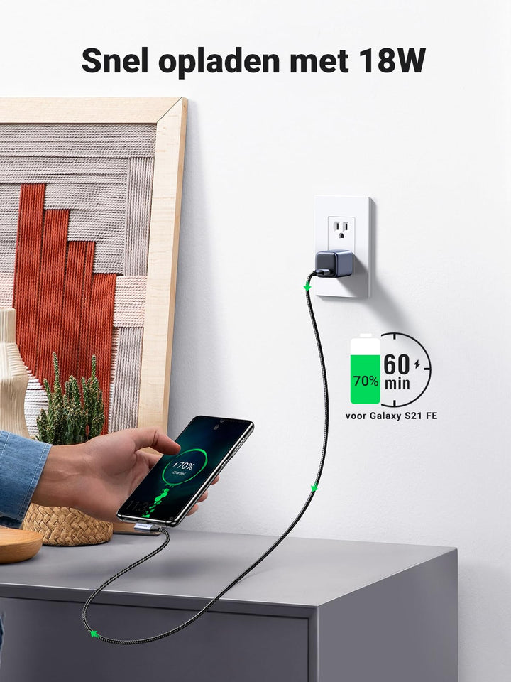 NIMASO USB C naar USB C-kabel, 3 m, USB-kabel type C, snel opladen, 100 W, 20 V/5 A, PD, nylon, gevlochten, voor MacBook Pro, iPad Mini 6/Pro 2021, Samsung Galaxy S21 Ultra/S20 NIMASO USB C naar USB C-kabel, 3 m, USB-kabel type C, snel opladen, 100 W, 20 V/5 A, PD, nylon, gevlochten, voor MacBook Pro, iPad Mini 6/Pro 2021, Samsung Galaxy S21 Ultra/S20