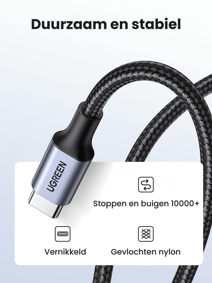 UGREEN USB C naar USB C Kabel 2 Stuk 60W PD 3.0 PPS USB C Oplaadkabel 2 Pak compatibel met iPhone 15 Pro Max Galaxy