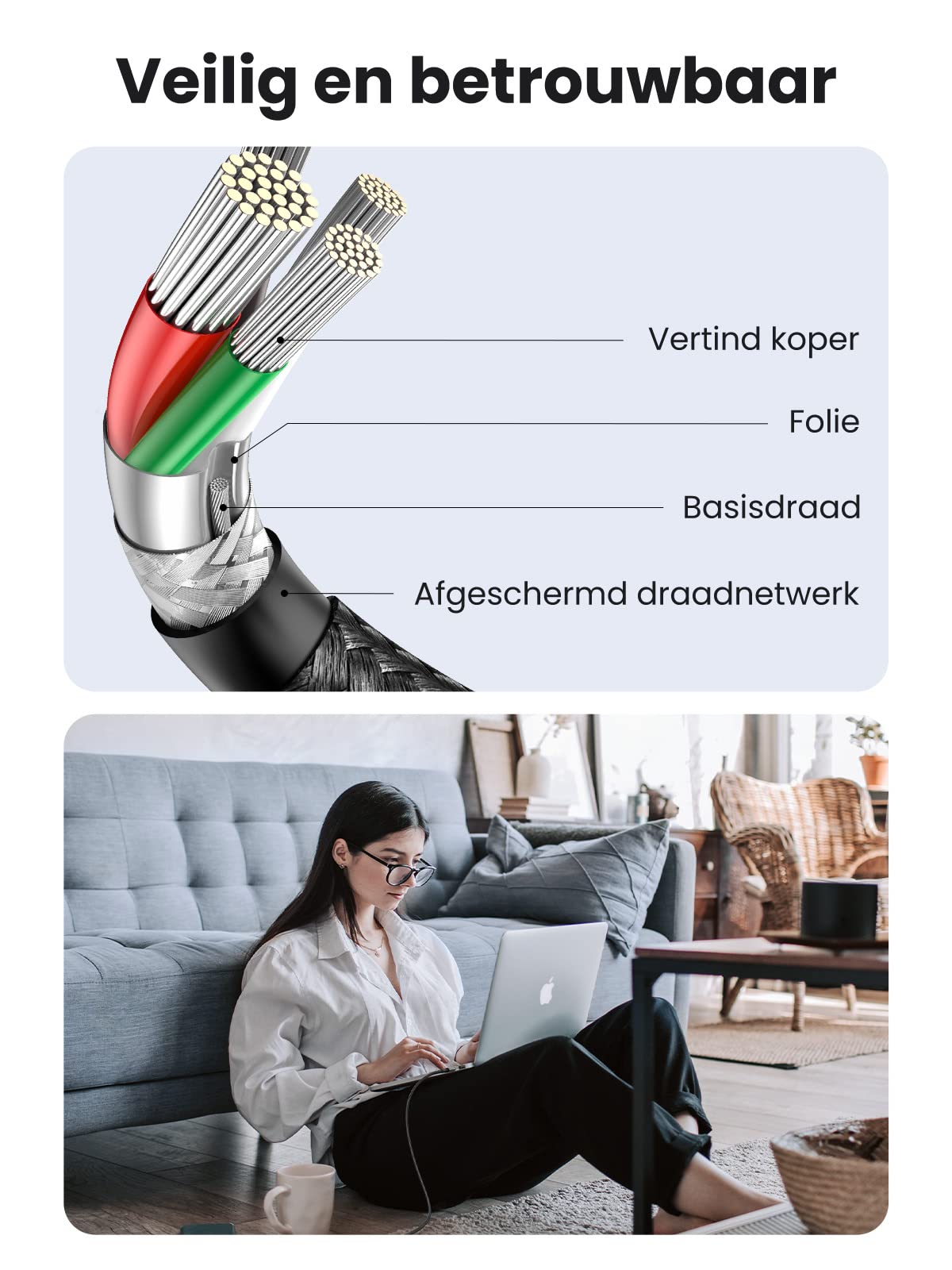 UGREEN USB C naar USB C Kabel 2 Stuk 60W PD 3.0 PPS USB C Oplaadkabel 2 Pak compatibel met iPhone 15 Pro Max Galaxy