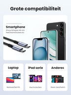 UGREEN USB C naar USB C Kabel 2 Stuk 60W PD 3.0 PPS USB C Oplaadkabel 2 Pak compatibel met iPhone 15 Pro Max Galaxy