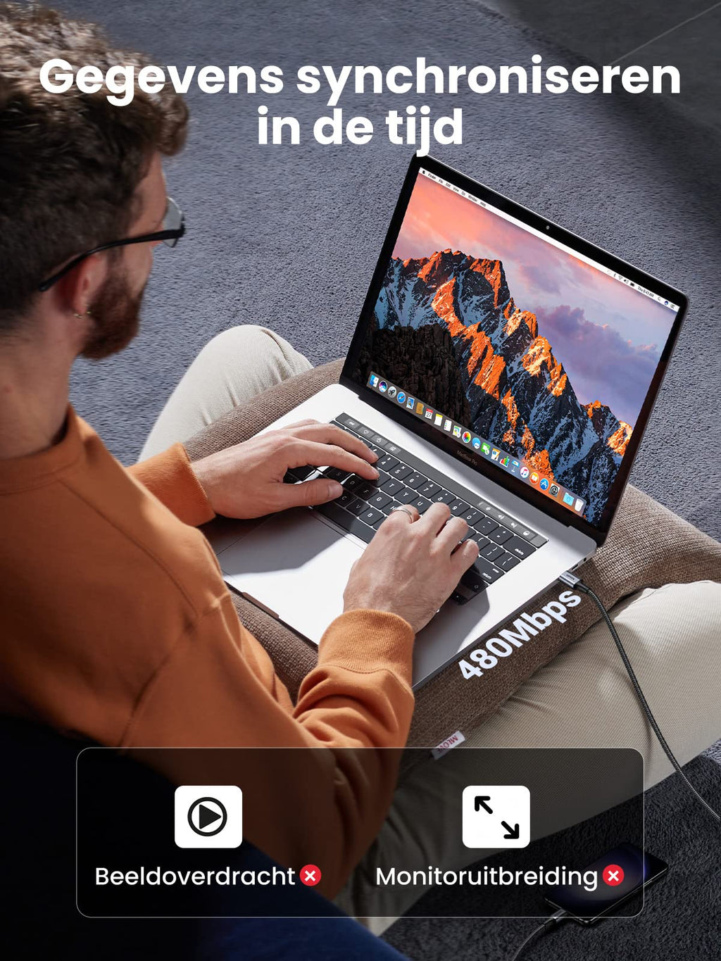 UGREEN USB C naar USB C kabel 60W PD 3.0, PPS USB-C oplaadkabel compatibel met iPhone 15 Pro Max