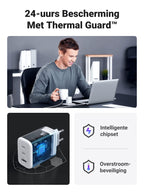 UGREEN USB C oplader 65W USB C Charger 3-poorts PD lader 60 W Compatibel met Steam Deck, MacBook Pro/Air, iPad Pro/Air, iPhone 15 Pro Max/ 15/14/14 Pro/14 Pro Max, Galaxy S23 Ultra/S23+/S23 (Wit)