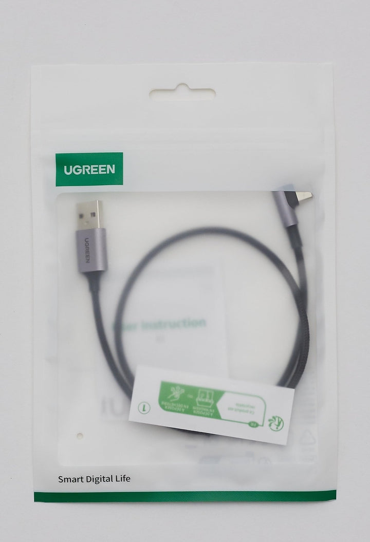 UGREEN USB Type C Kabel 90 Graden Ondersteunt Quick Charge 4.0/3.0/2.0 Snel Opladen Nylon Kabel